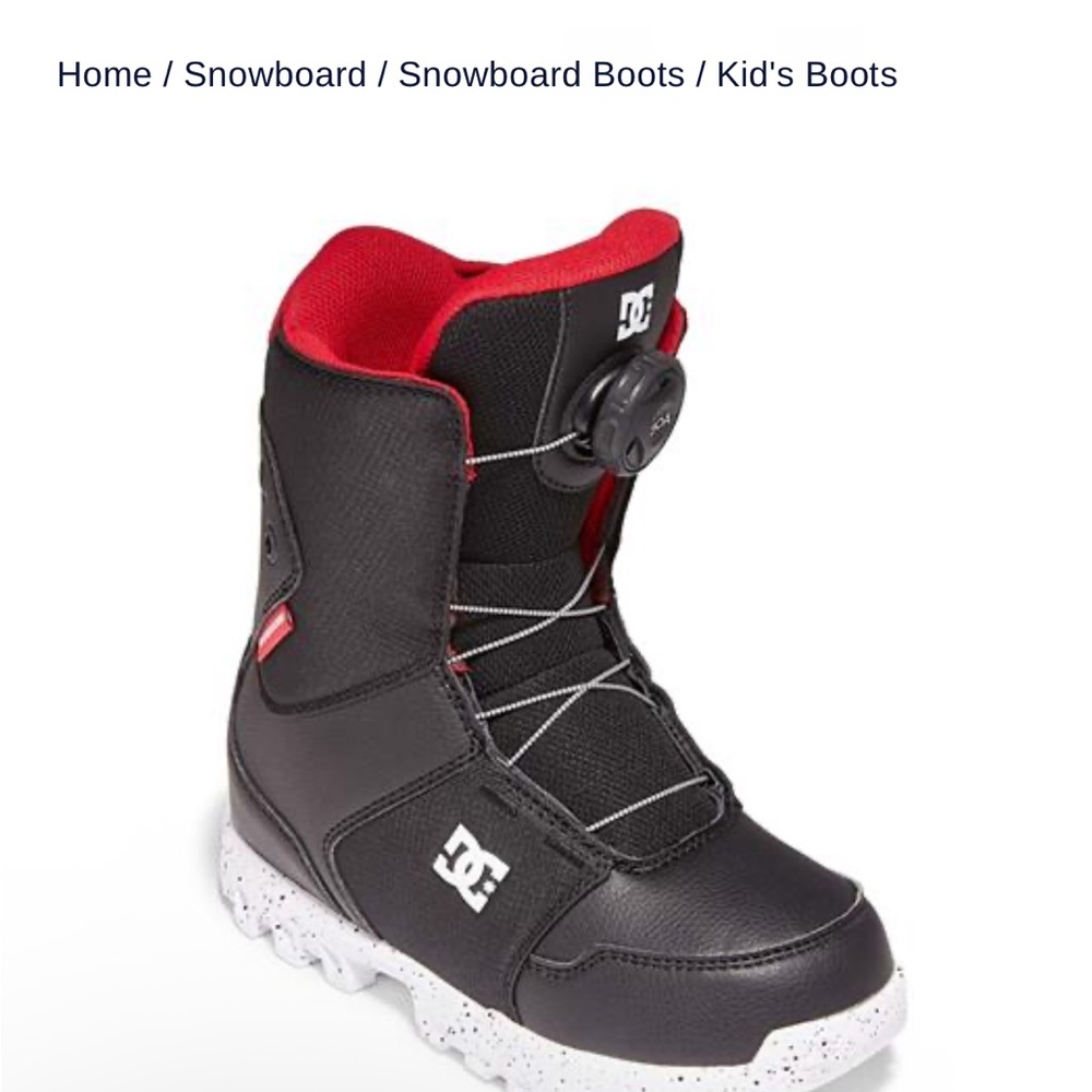 DC Black and Red Youth Scout Boots with Click and Turn Lacing